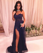 Load image into Gallery viewer, Elegant Lace Appliques See Through Corset Mermaid Prom Dresses
