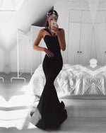 Cargar imagen en el visor de la galería, Sleeveless Long Satin Mermaid Prom Dresses Open Back
