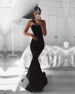 Load image into Gallery viewer, Sleeveless Long Satin Mermaid Prom Dresses Open Back
