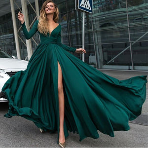 Emerald-Green-Evening-Gowns-2019-Prom-Dresses-Long-Sleeves