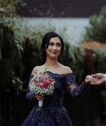 Load image into Gallery viewer, Lace Beaded Long Sleeves Ball Gowns Off Shoulder Wedding Dresses
