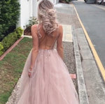 Load image into Gallery viewer, Luxurious Beaded V Neck Tulle Open Back Wedding Dresses For Engagement Party
