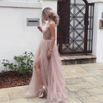 Load image into Gallery viewer, Luxurious Beaded V Neck Tulle Open Back Wedding Dresses For Engagement Party
