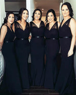 Load image into Gallery viewer, Long-Bridesmaid-Dresses-Black
