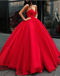 Red Wedding Dress Ball Gown Tulle Floor Length