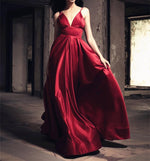 Load image into Gallery viewer, Sexy Long Satin V-neck Prom Dresses 2018 Evening Gowns
