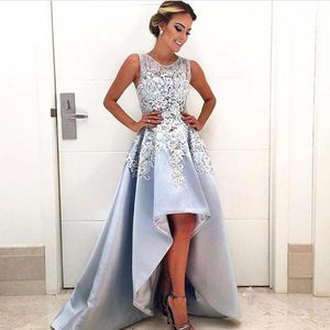 Amazing Lace Cap Sleeves Satin Prom Dresses Front Short Long In The Back
