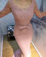 Cargar imagen en el visor de la galería, Elegant-V-neck-Formal-Evening-Gowns-Lace-Long-Sleeves-Prom-Dress
