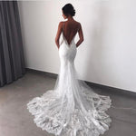 Load image into Gallery viewer, Elegant Backless Lace V-neck Mermaid Wedding Dresses
