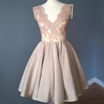Load image into Gallery viewer, Elegant Lace V-neck Cap Sleeves Homecoming Dresses Short Cocktail Dress

