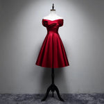 Load image into Gallery viewer, Elegant Off Shoulder Satin Knee Length Bridesmaid Dresses
