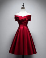 Load image into Gallery viewer, Short A-line Off The Shoulder Satin Bridesmaid Dresses
