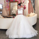 Load image into Gallery viewer, Elegant Lace Crop Tulle Beach Wedding Dresses Two Piece
