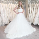 Load image into Gallery viewer, Elegant Lace Crop Tulle Beach Wedding Dresses Two Piece
