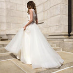 Load image into Gallery viewer, Elegant Lace Crop Tulle Beach Wedding Dresses Two Piece
