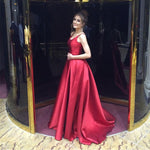 Load image into Gallery viewer, Burgundy Satin Long Backless Bridesmaid Dresses For Wedding Party
