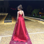 Load image into Gallery viewer, Burgundy Satin Long Backless Bridesmaid Dresses For Wedding Party
