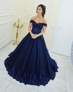 Cargar imagen en el visor de la galería, Navy-Blue-Prom-Dress-Ball-Gowns-Quinceanera-Dresses
