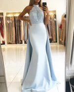 Load image into Gallery viewer, Elegant Lace Halter Mermaid Prom Dresses Detachable Skirt
