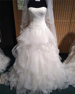 Cargar imagen en el visor de la galería, Strapless-Corset-Ruffles-Wedding-Dresses-Ball-Gowns
