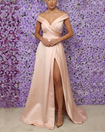 Load image into Gallery viewer, Light-Pink-Evening-Dresses-Long-Split-Prom-Gowns-Sexy
