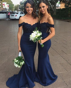 Long-Navy-Blue-Bridesmaid-Dresses-Mermaid-