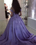 Afbeelding in Gallery-weergave laden, Puffy-Prom-Dresses-Off-The-Shoulder-Satin-Gowns

