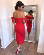 Cargar imagen en el visor de la galería, Sweetheart Off The Shoulder Sheath Bridesmaid Dresses Knee Length
