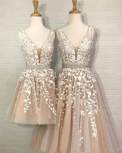 Short-Homecoming-Dresses-Lace-Embroidery Cocktail-Dress