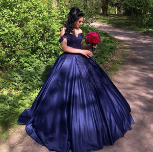 Wedding-Dresses-Ball-Gowns-Navy-Blue-Engagement-Dress