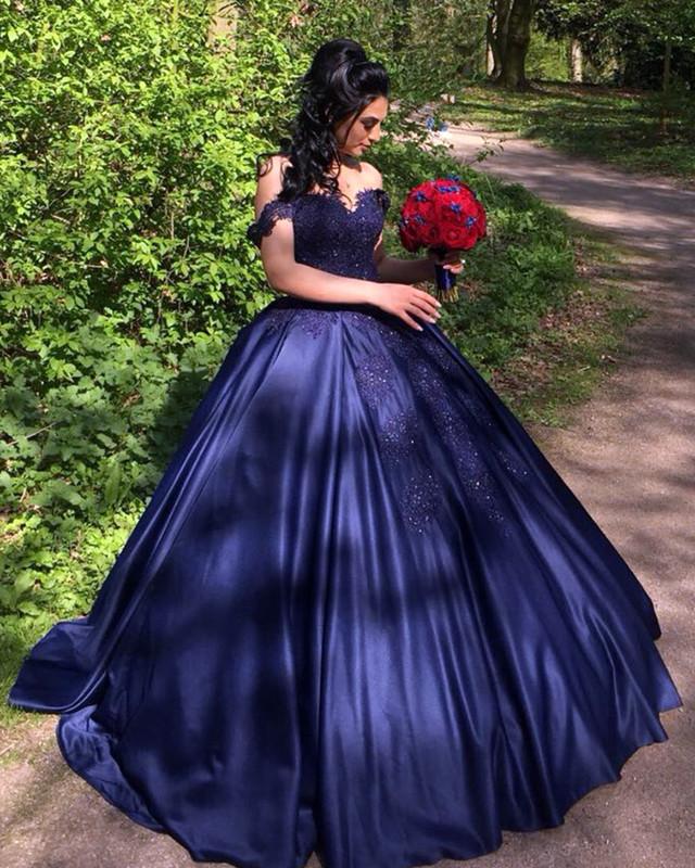 Navy-Blue-Quinceanera-Dresses-Ball-Gowns-Prom-Satin-Dress