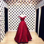 Load image into Gallery viewer, Burgundy Ball Gowns Prom Dress Floor Length Satin Evening Gowns
