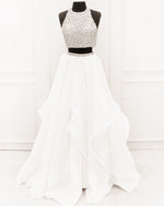 Afbeelding in Gallery-weergave laden, White-Prom-Dresses-Two-Piece-Ball-Gowns-Sequins-Beaded
