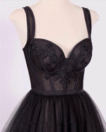 Cargar imagen en el visor de la galería, A-line Black Tulle Sweetheart Prom Dresses Lace Appliques-evening dresses-alinanova-coloredwedding
