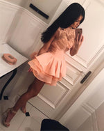 Load image into Gallery viewer, Short-Peach-Prom-Dresses-2018-Homecoming-Dresses
