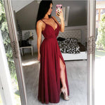 Load image into Gallery viewer, Long Chiffon V-Neck Prom Dresses 2018 Sexy Slit Evening Gowns

