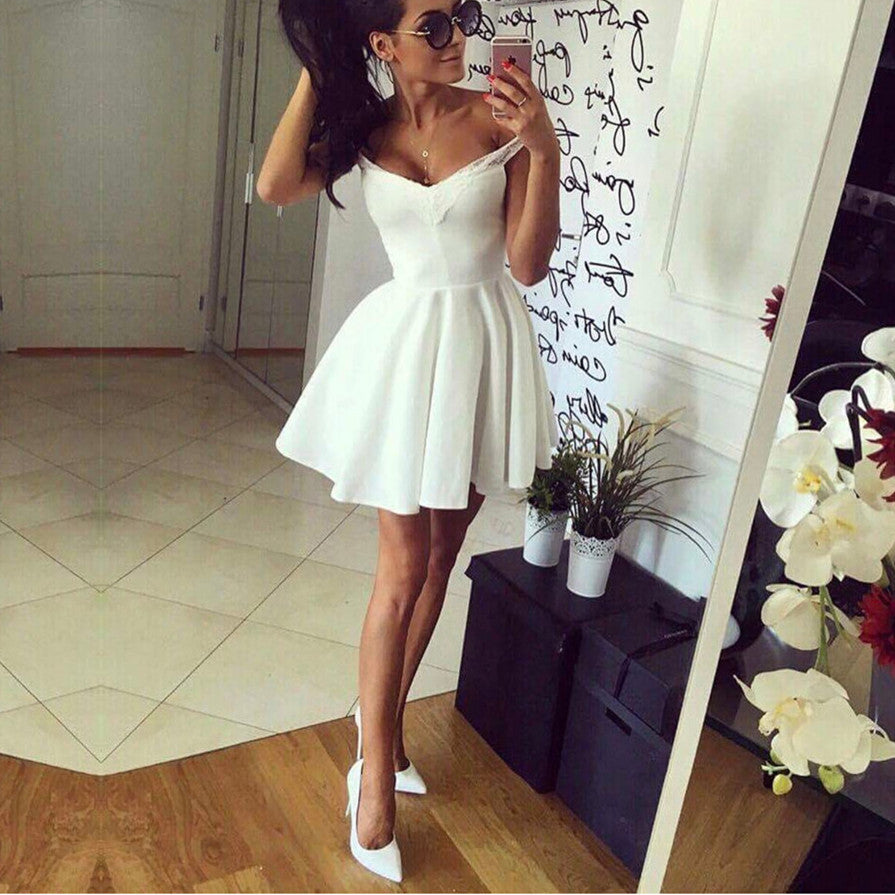 white prom short dresses
