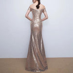 Afbeelding in Gallery-weergave laden, V-neck Off The Shoulder Long Sequin Mermaid Bridesmaid Dresses
