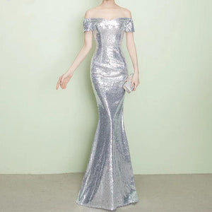 V-neck Off The Shoulder Long Sequin Mermaid Bridesmaid Dresses