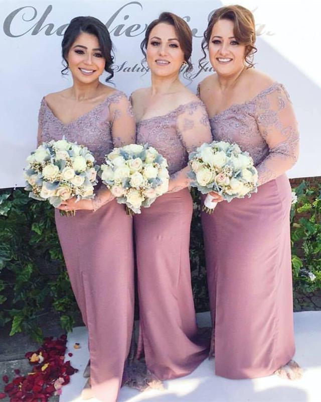 Elegant-Lace-Sleeves-Bridesmaid-Dress-For-Women