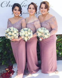 Elegant-Lace-Sleeves-Bridesmaid-Dress-For-Women