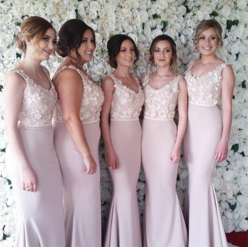 Light-Pink-Bridesmaid-Dresses-Mermaid