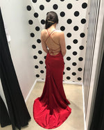 Load image into Gallery viewer, Sexy Strapless Long Satin Mermaid Prom Dresses

