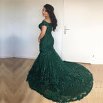 Load image into Gallery viewer, Stylish Lace Mermaid Evening Dresses Off-the-shoulder Prom Gowns 2018

