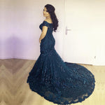 Load image into Gallery viewer, Stylish Lace Mermaid Evening Dresses Off-the-shoulder Prom Gowns 2018
