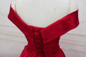 long satin off the shoulder prom evening dresses ball gowns