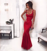 Load image into Gallery viewer, Mermaid  V Neck Satin Slit Formal Dresses

