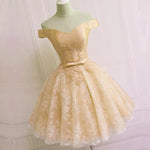 Cargar imagen en el visor de la galería, Elegant Pink Lace Appliques Satin Off The Shoulder Homecoming Dress Short Prom Dress
