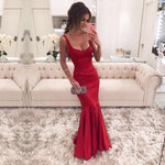 Load image into Gallery viewer, Mermaid  V Neck Satin Slit Formal Dresses
