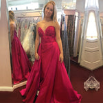 Load image into Gallery viewer, Long Taffeta Ruched Sweetheart Mermaid Evening Dresses Pink Prom Gowns
